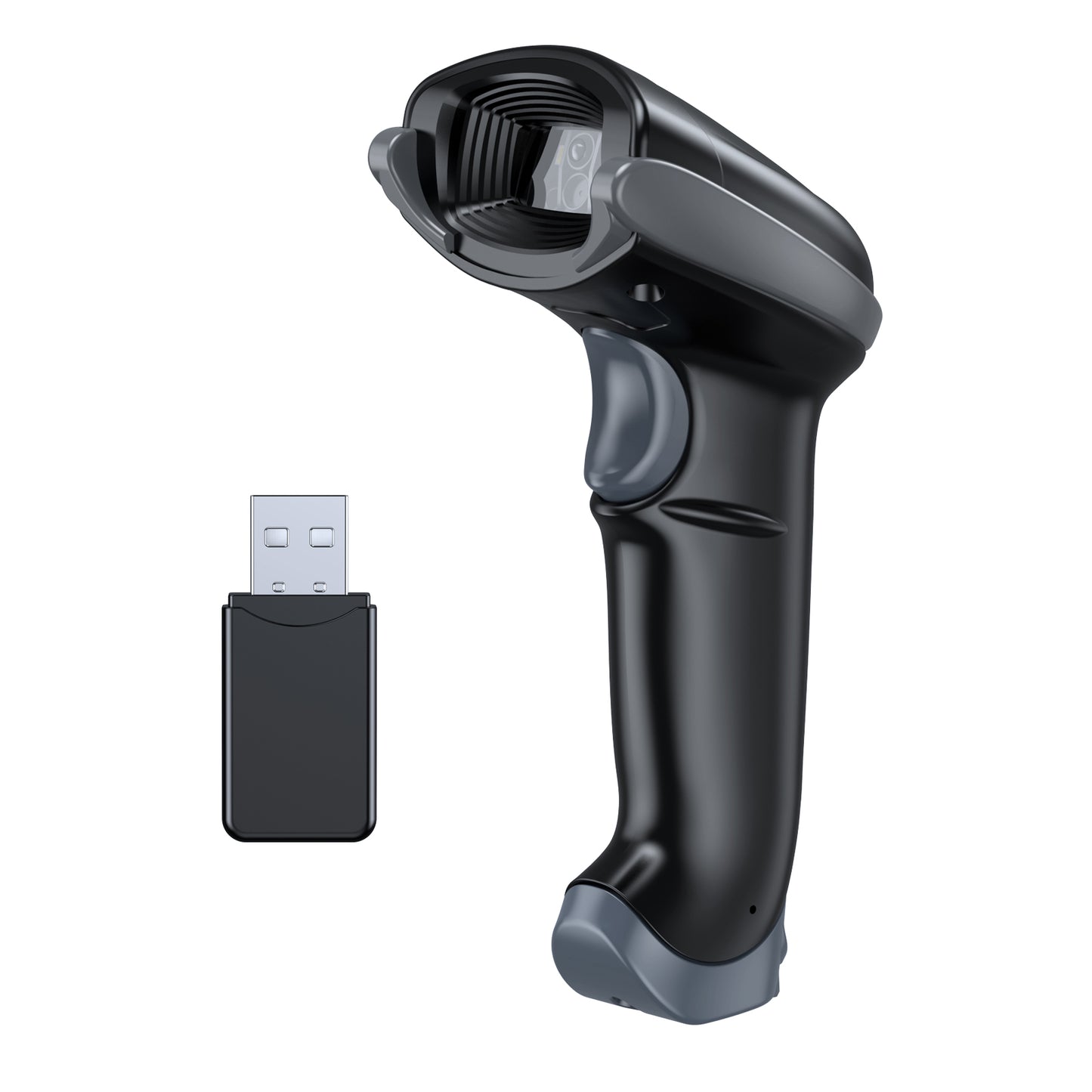 TEEMI TMSL-53CR 2D Bluetooth Barcode Scanner with USB Cradle, QR PDF417 Datamatrix Handsfree Automatic Screen Scanning with Long-Lasting Replaceable Rechargeable 2600Mah Battery Pre-Installed