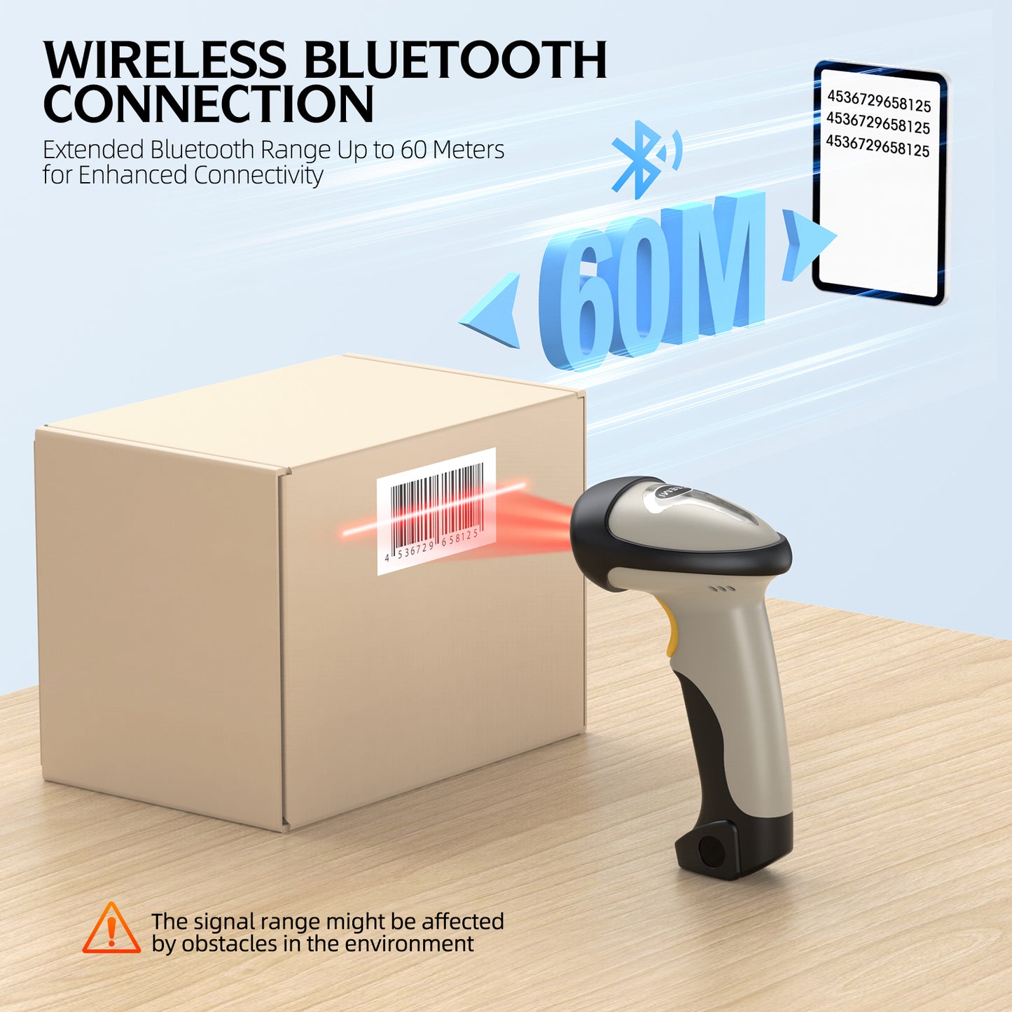 TEEMI TMCT-10 Bluetooth Barcode Scanner 1d Laser Handheld Automatic Bar Code Reader for iPhone iPad Android Tablet PC, Mac OS X, Android, Windows and iOS