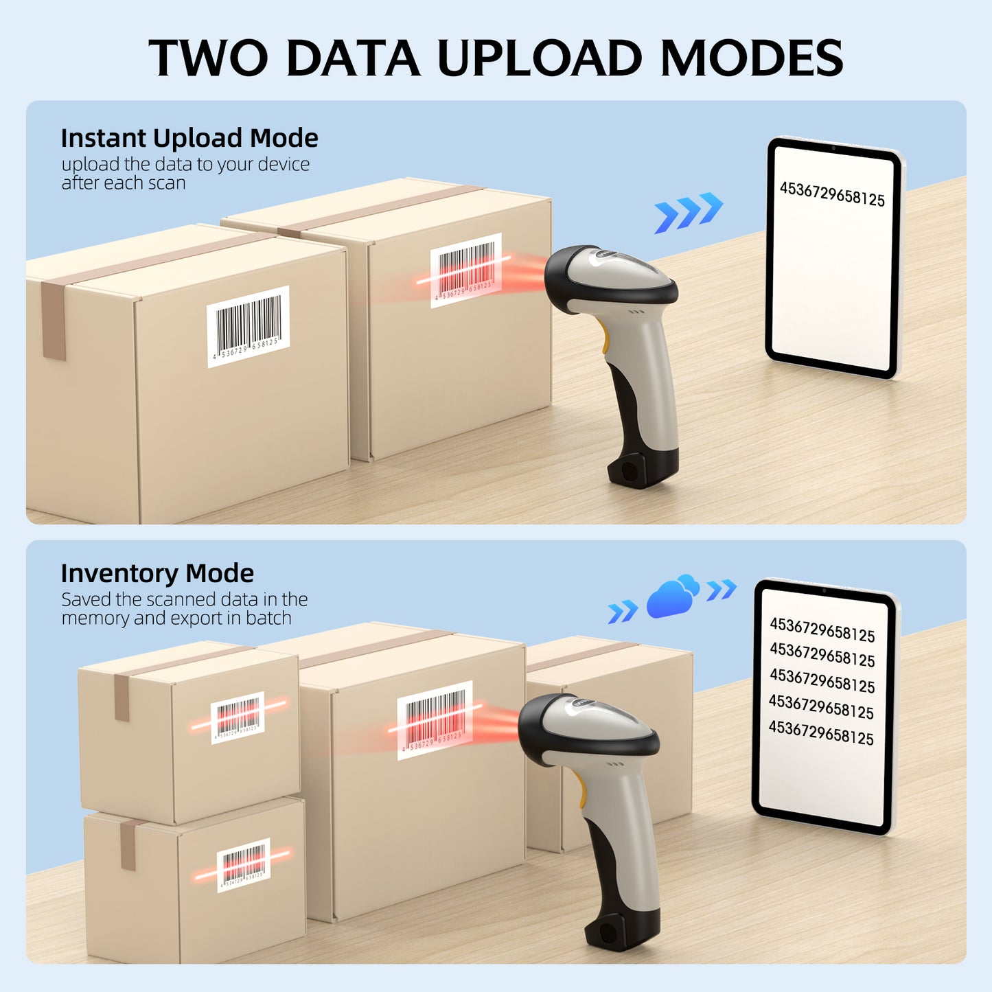 TEEMI TMCT-10 Bluetooth Barcode Scanner 1d Laser Handheld Automatic Bar Code Reader for iPhone iPad Android Tablet PC, Mac OS X, Android, Windows and iOS