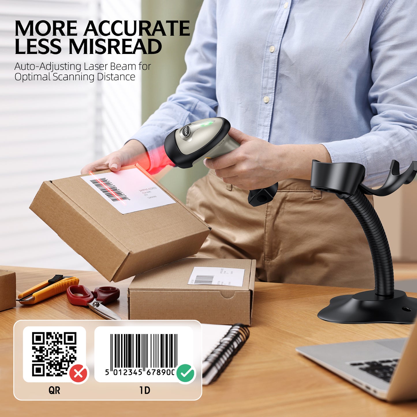 TEEMI TMCT-10 Bluetooth Barcode Scanner 1d Laser Handheld Automatic Bar Code Reader for iPhone iPad Android Tablet PC, Mac OS X, Android, Windows and iOS