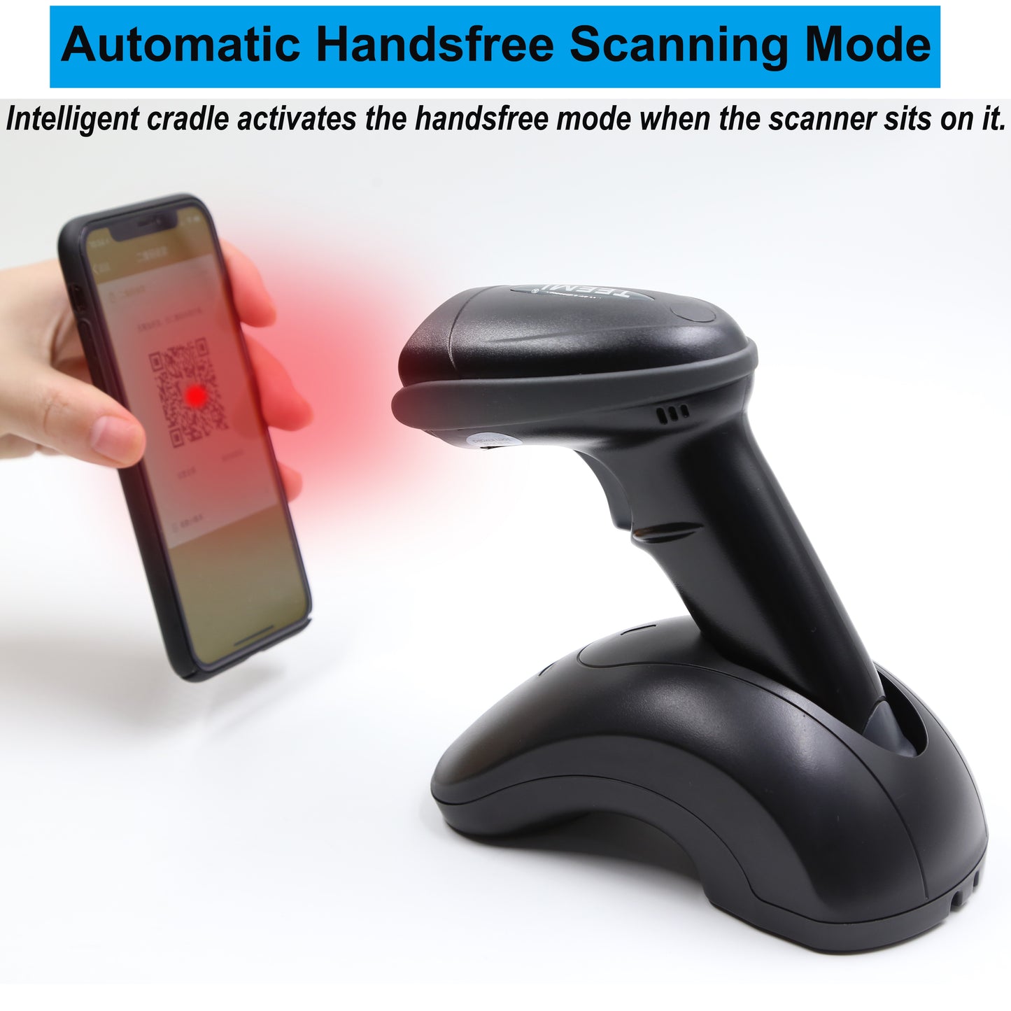 Case of 20, TEEMI TMSL-55CR 2D Bluetooth Barcode Scanner with USB Cradle, Handheld Handsfree Automatic Screen Scanning Scan QR Datamatrix PDF417 Postal and OCR Codes