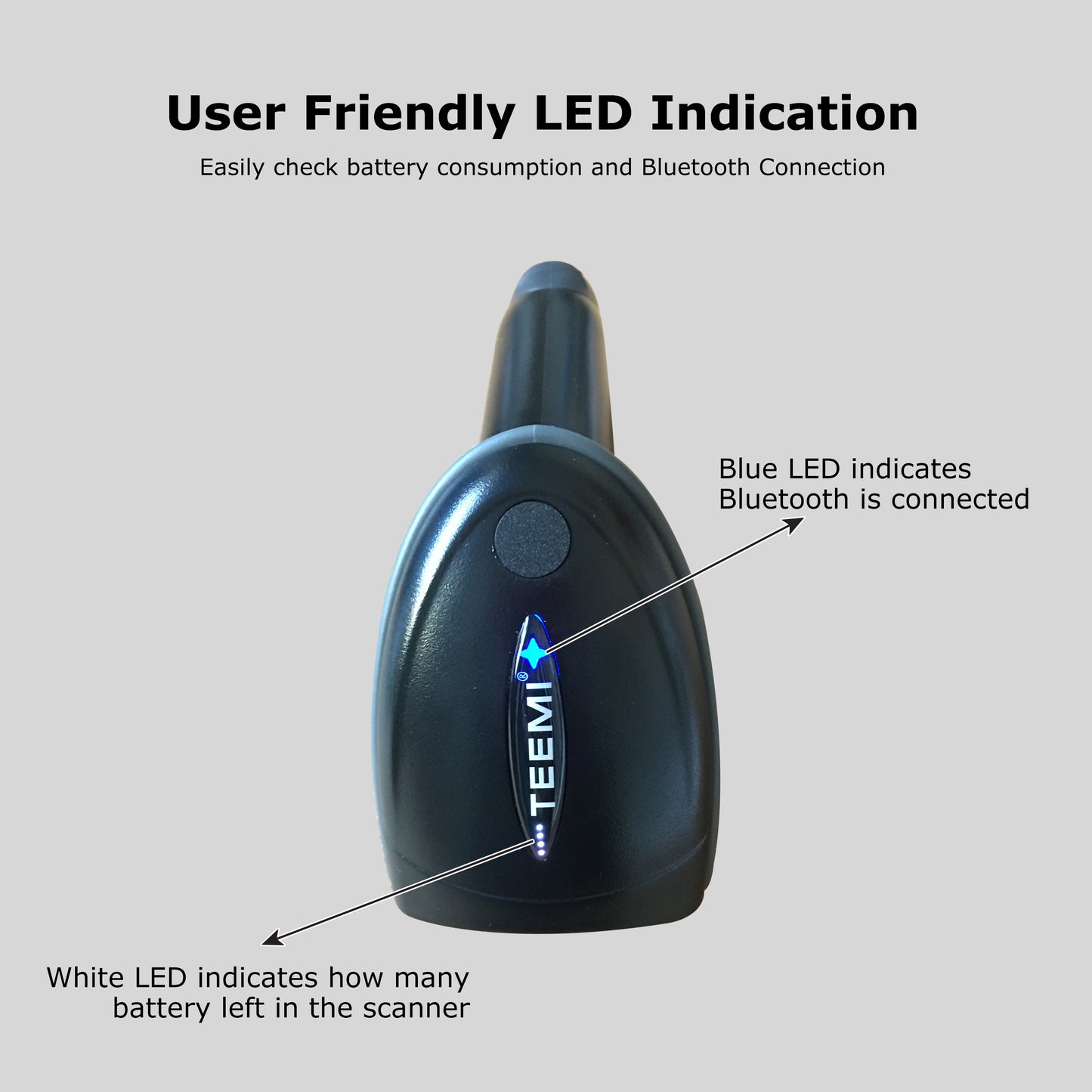 TEEMI TMSL-55CR 1D 2D Bluetooth Barcode Scanner with USB Cradle Data Receiver Charge Station, QR Wireless Automatic Omnidirectional Screen Scanning Driver's License, Digital Coupon, Postal and OCR Code