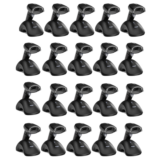 Case of 20 Packs, TEEMI TMSL-53CR 2D Bluetooth Barcode Scanner with USB Cradle, QR PDF417 Datamatrix Handsfree Automatic Screen Scanning with Long-Lasting Replaceable Rechargeable Battery…