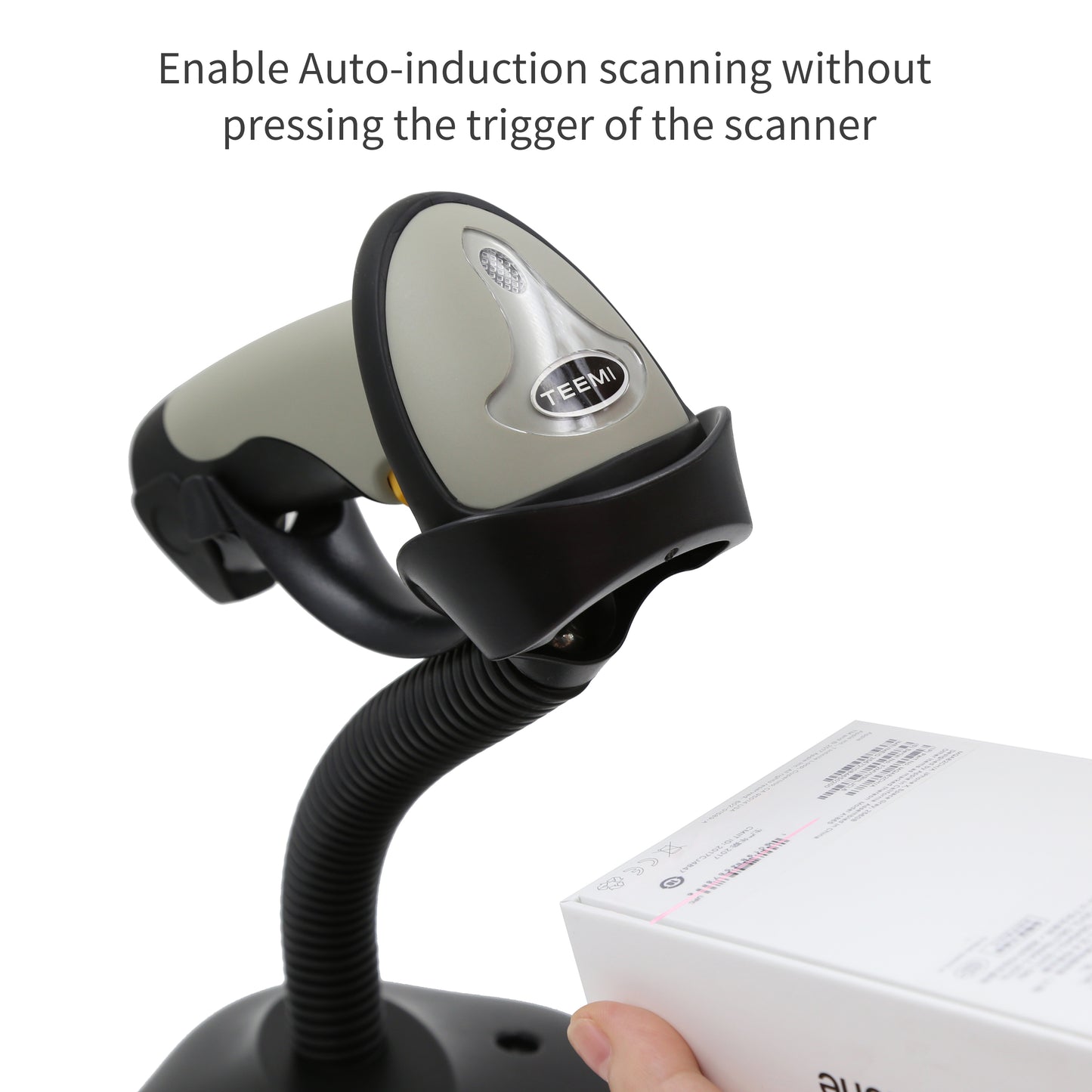 TEEMI TMCT-10 Bluetooth Barcode Scanner with Stand, 1d Laser Handheld Automatic Bar Code Reader for iPhone iPad Android Tablet PC, Mac OS X, Android, Windows and iOS, Stand included