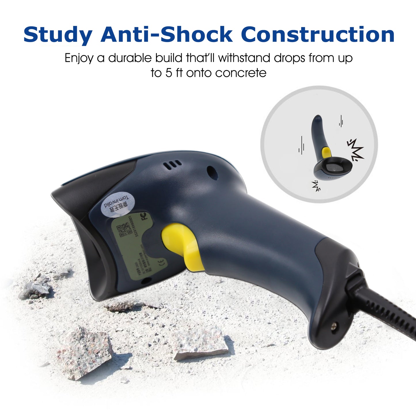 TEEMI T26N-AU 2D QR Barcode Scanner, USB Wired Virtual COM Port Handheld Omnidirectional Scanning, Digital Coupon Screen Code Driver License Scan for Mac OS and Android with OTG Adapter, Window PC, Linux