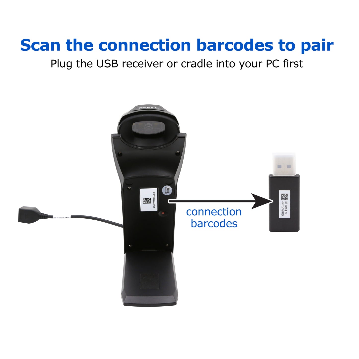 Wall Mountable USB Cradle Charging Base Station for TEEMI TMSL-56 TMSL-58 Barcode Scanner