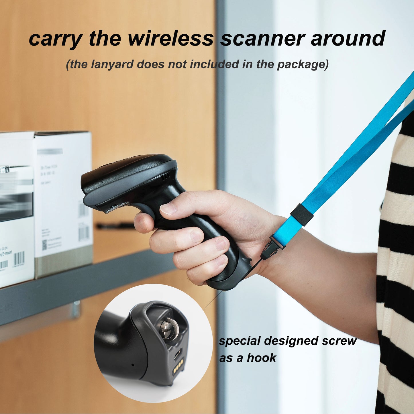 TEEMI TMSL-53CR 2D Bluetooth Barcode Scanner with USB Cradle, QR PDF417 Datamatrix Handsfree Automatic Screen Scanning with Long-Lasting Replaceable Rechargeable 2600Mah Battery Pre-Installed
