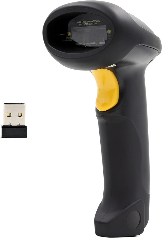 TEEMI TMCT-07 Wireless Barcode Scanner, Versatile 2-in-1 (2.4Ghz Wireless+USB 2.0 Wired) Handheld Automatic 1D Laser Rechargeable Bar Code Reader