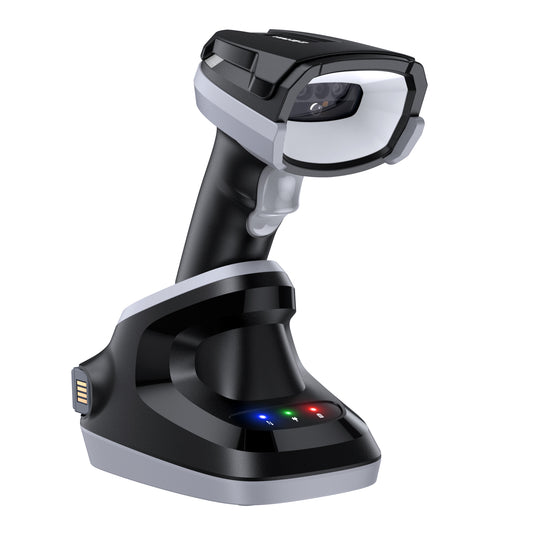 TEEMI TMSL-59CR 1D 2D Bluetooth Barcode Scanner with USB Cradle and One Spare Battery, High-Resolution Megapixel Sensor Industrial Rugged Design, Vibration, Powerful Data Parsing