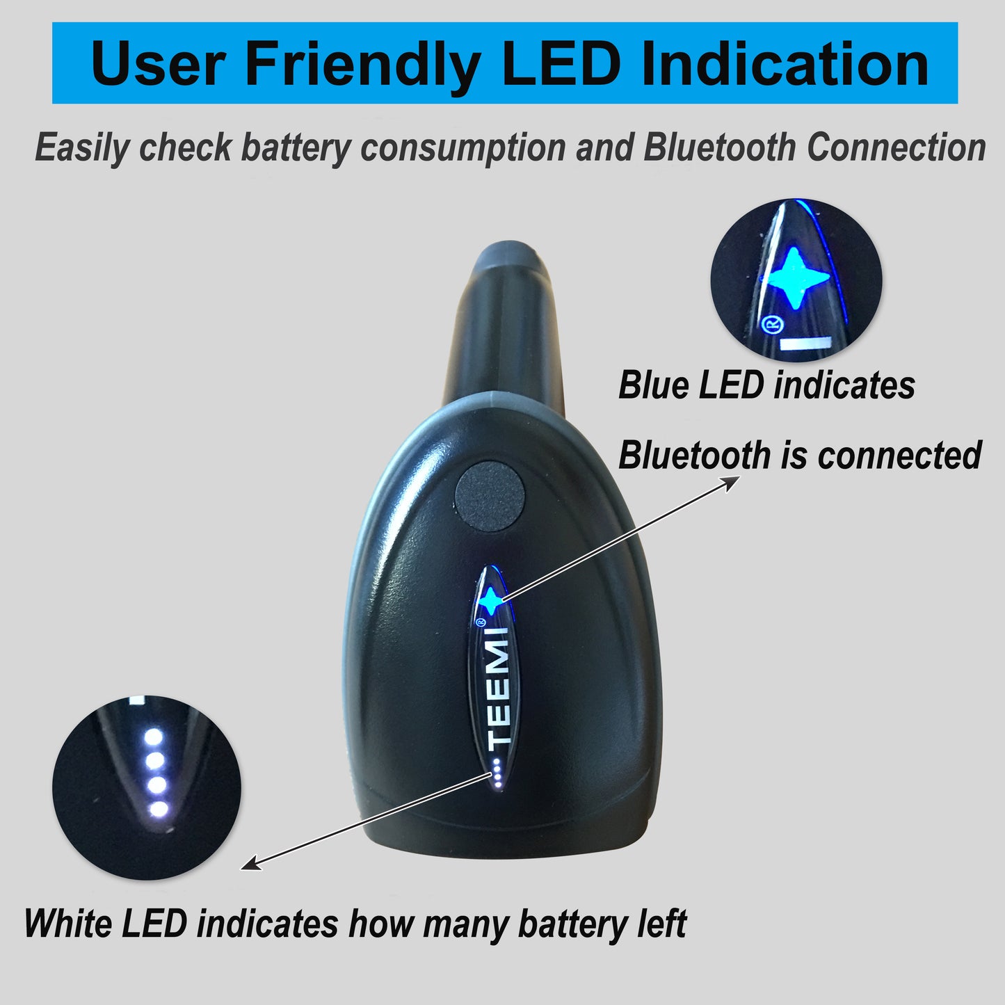 Case of 20, TEEMI TMSL-55CR 2D Bluetooth Barcode Scanner with USB Cradle, Handheld Handsfree Automatic Screen Scanning Scan QR Datamatrix PDF417 Postal and OCR Codes