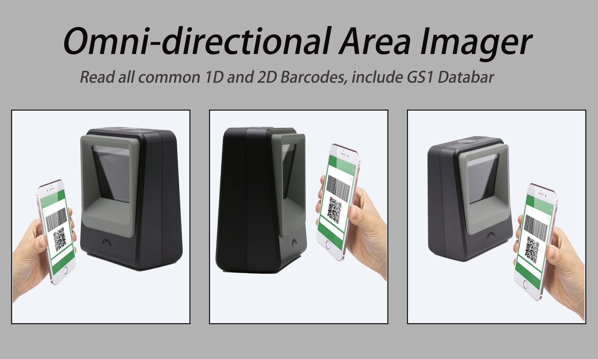 TEEMI Handsfree 1D 2D Barcode Scanner, QR Omnidirectional Desktop USB ...