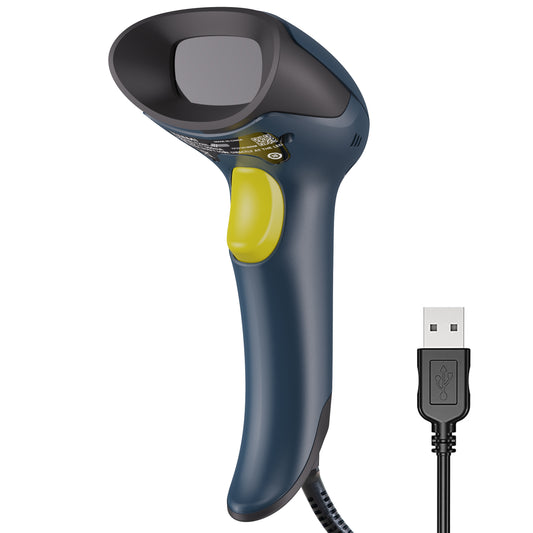 TEEMI T26N-AU 2D QR Barcode Scanner, USB Wired Virtual COM Port Handheld Omnidirectional Scanning, Digital Coupon Screen Code Driver License Scan for Mac OS and Android with OTG Adapter, Window PC, Linux