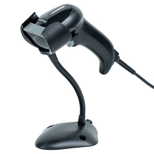 TEEMI TMSL-77 Barcode Scanner with Stand USB Wired Inventory 2D 1D QR Code Scanners for Computer POS Support Handsfree Mode, Handheld CMOS Imager Bar Code Reader for Retail Hospitality Office