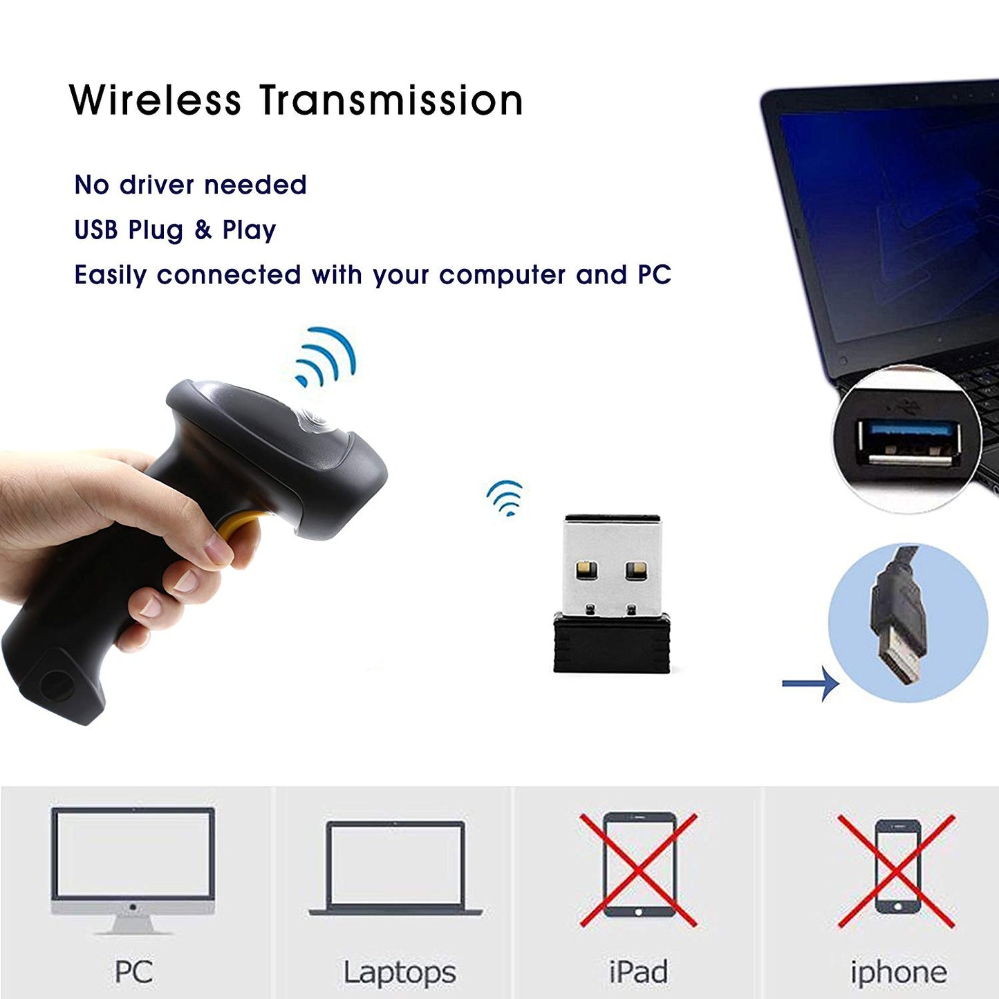 TEEMI 2.4G USB Adapter Receiver for TMCT-07 and inateck BCST-20 Scanner